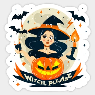 Witch, Please cute pumpkin girl Sticker